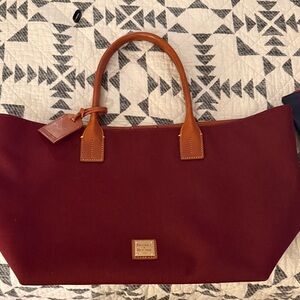 Dooney & Bourke Maroon Canvas Tote